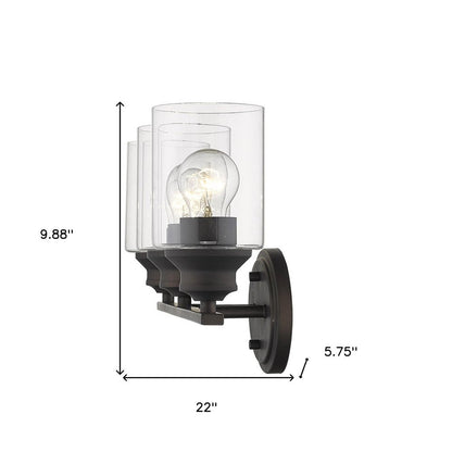 10" Clear And Bronze Metal and Glass Vanity Flush Mounted Sconce HomeRoots
