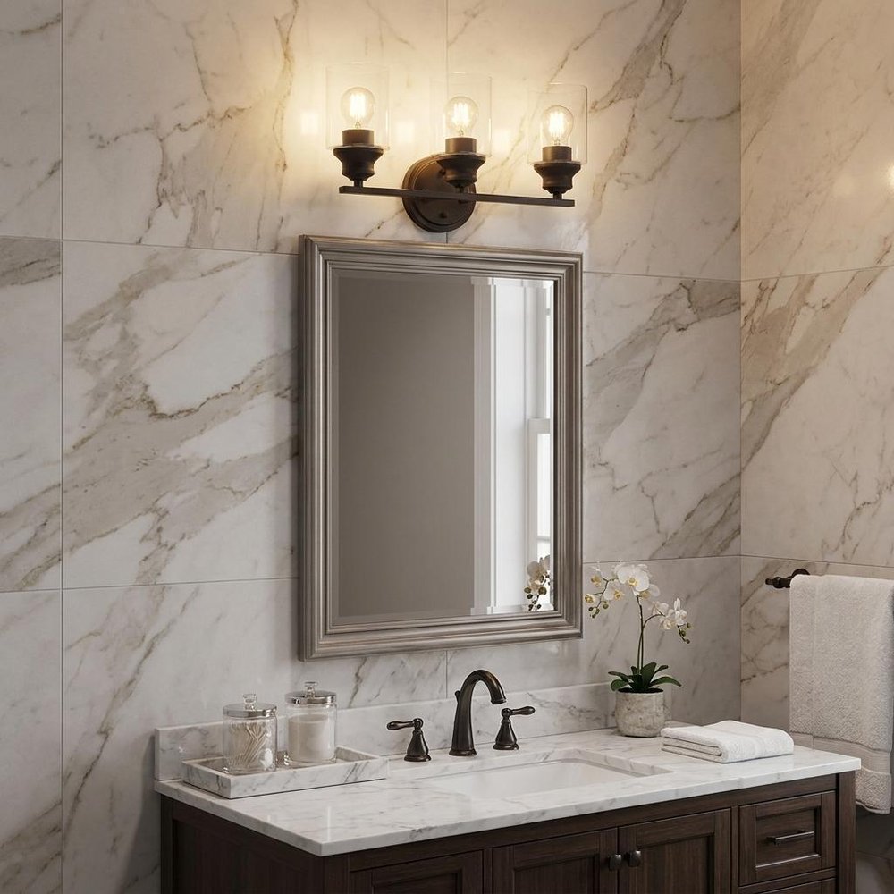 10" Clear And Bronze Metal and Glass Vanity Flush Mounted Sconce HomeRoots
