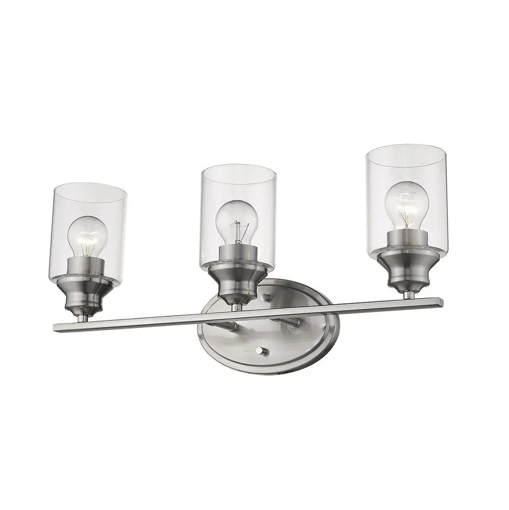 Three Light Silver Wall Light with Clear Glass Shade HomeRoots