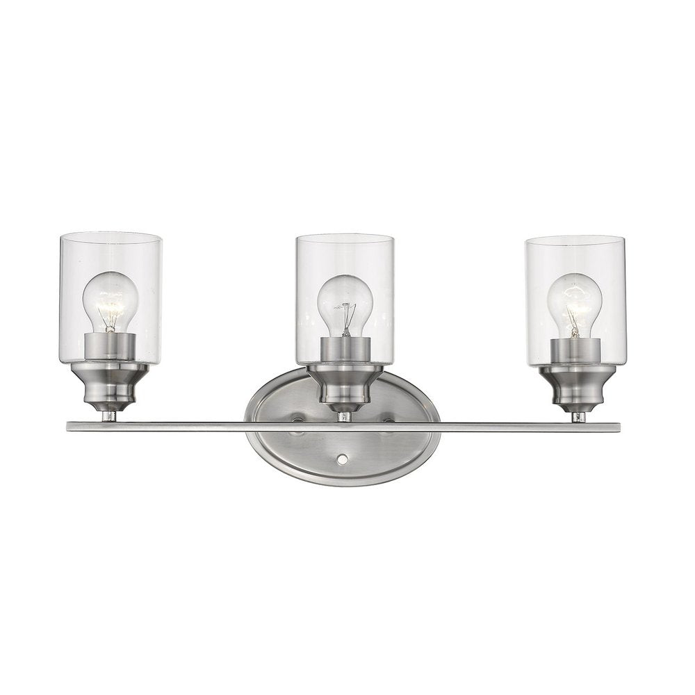 Three Light Silver Wall Light with Clear Glass Shade HomeRoots