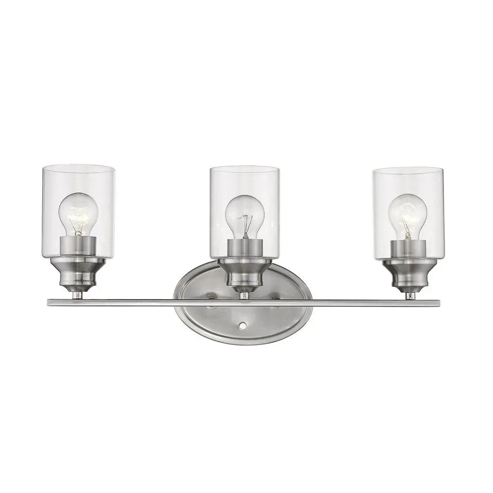 Three Light Silver Wall Light with Clear Glass Shade HomeRoots
