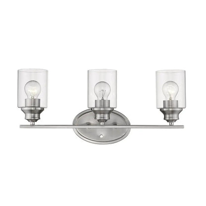 Three Light Silver Wall Light with Clear Glass Shade HomeRoots