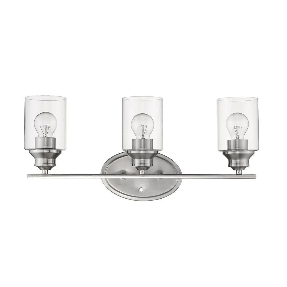 Three Light Silver Wall Light with Clear Glass Shade HomeRoots