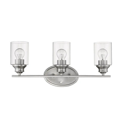 Three Light Silver Wall Light with Clear Glass Shade HomeRoots