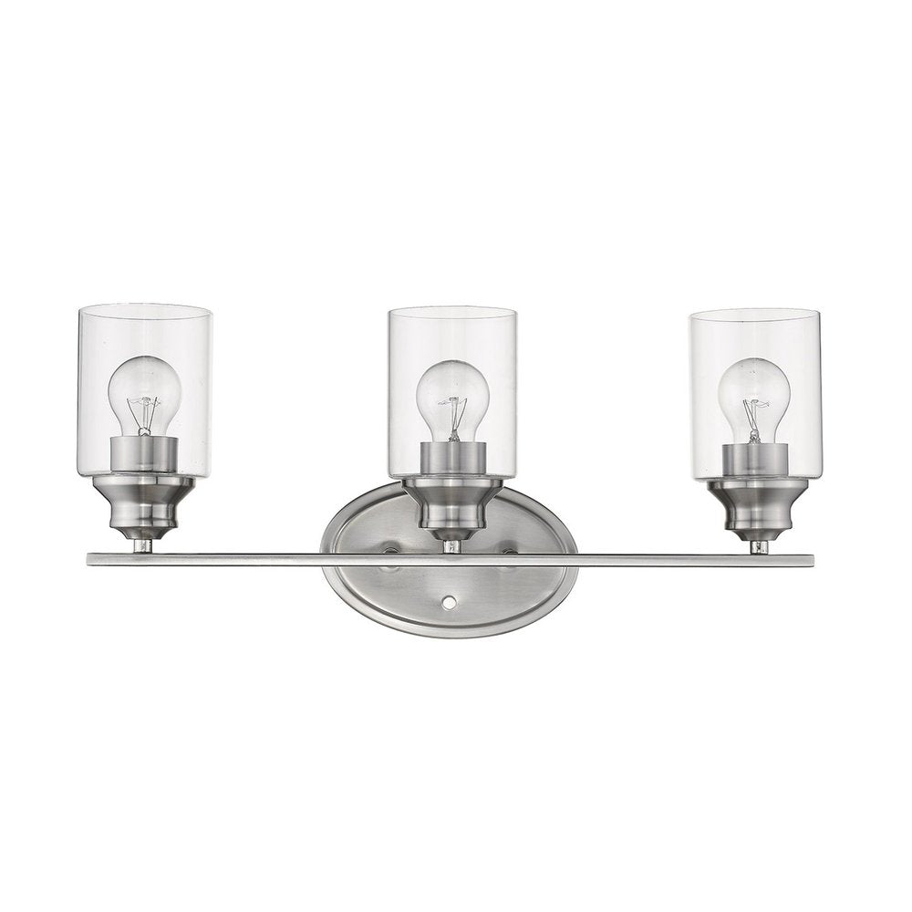Three Light Silver Wall Light with Clear Glass Shade HomeRoots