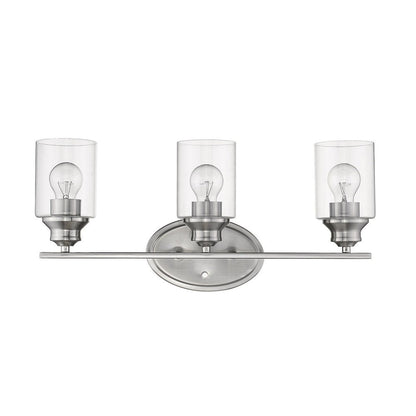 Three Light Silver Wall Light with Clear Glass Shade HomeRoots