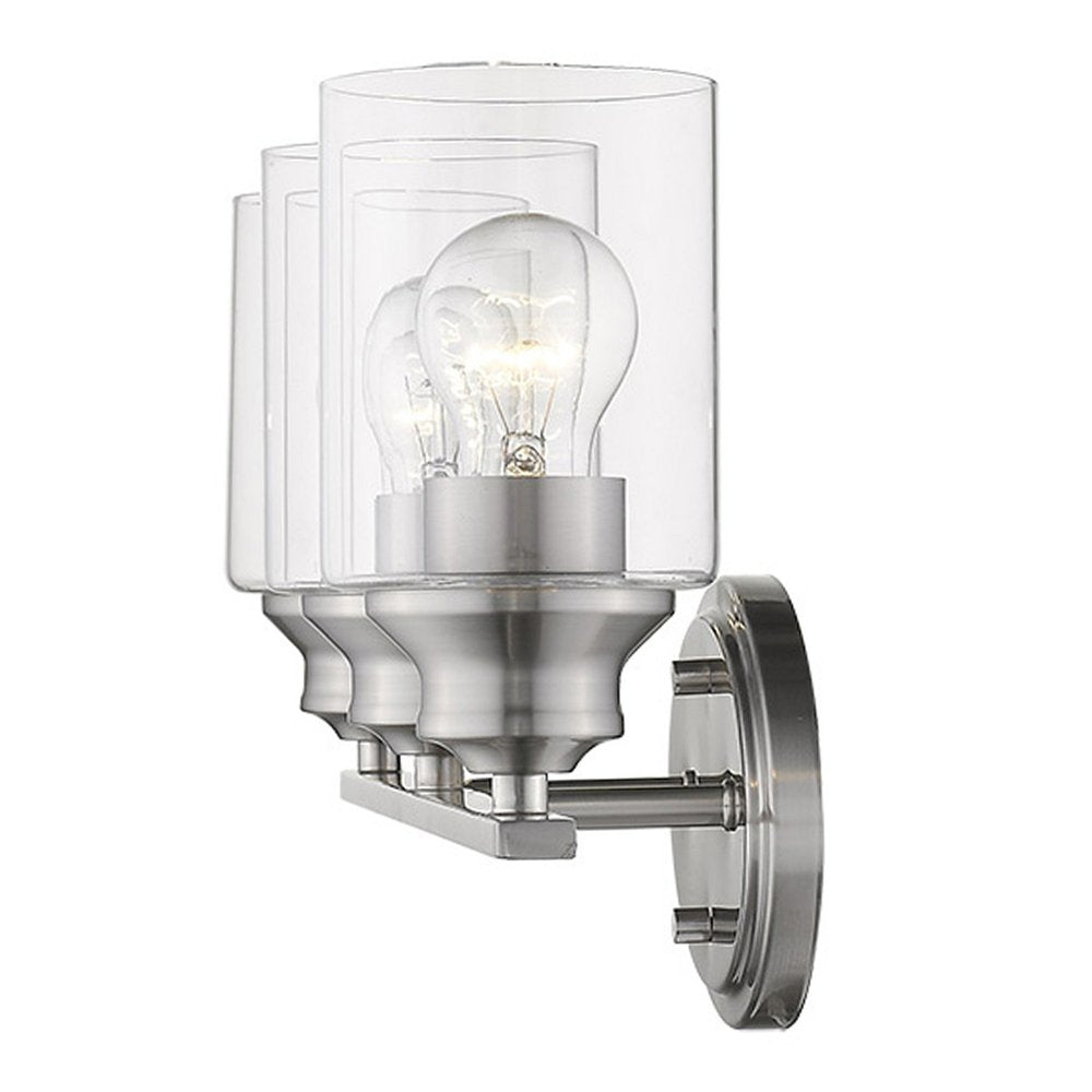 10" Clear And Silver Metal and Glass Vanity Flush Mounted Sconce HomeRoots