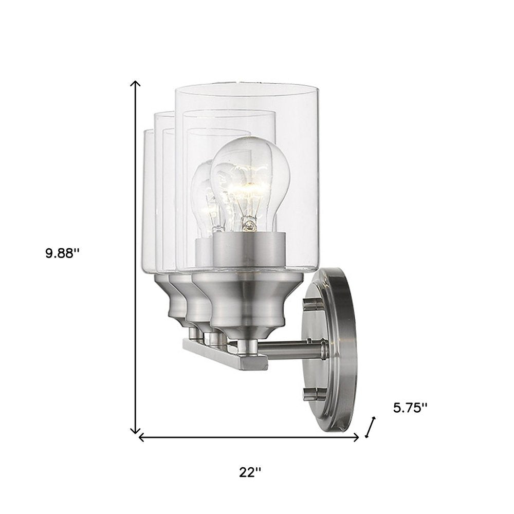 10" Clear And Silver Metal and Glass Vanity Flush Mounted Sconce — view 5
