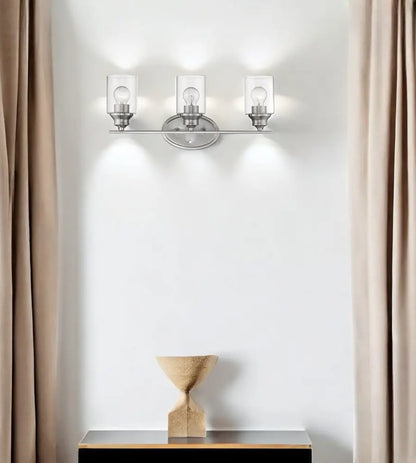 Three Light Silver Wall Light with Clear Glass Shade HomeRoots