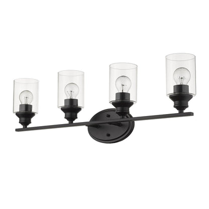10" Black And Clear Metal Vanity Flush Mounted Sconce HomeRoots