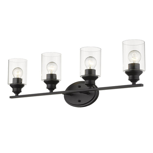 10" Black And Clear Metal Vanity Flush Mounted Sconce HomeRoots