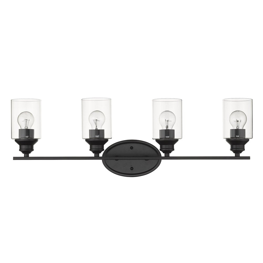 10" Black And Clear Metal Vanity Flush Mounted Sconce HomeRoots