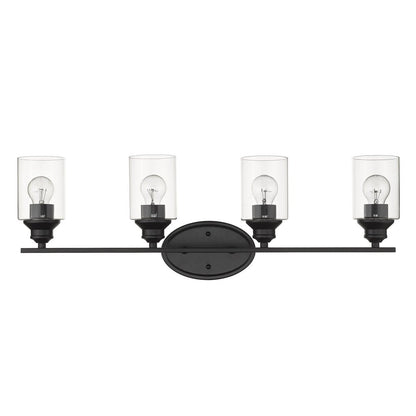 10" Black And Clear Metal Vanity Flush Mounted Sconce HomeRoots