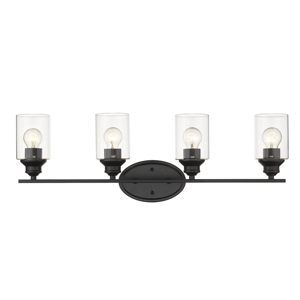 10" Black And Clear Metal Vanity Flush Mounted Sconce HomeRoots