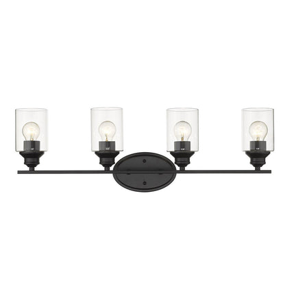 10" Black And Clear Metal Vanity Flush Mounted Sconce HomeRoots