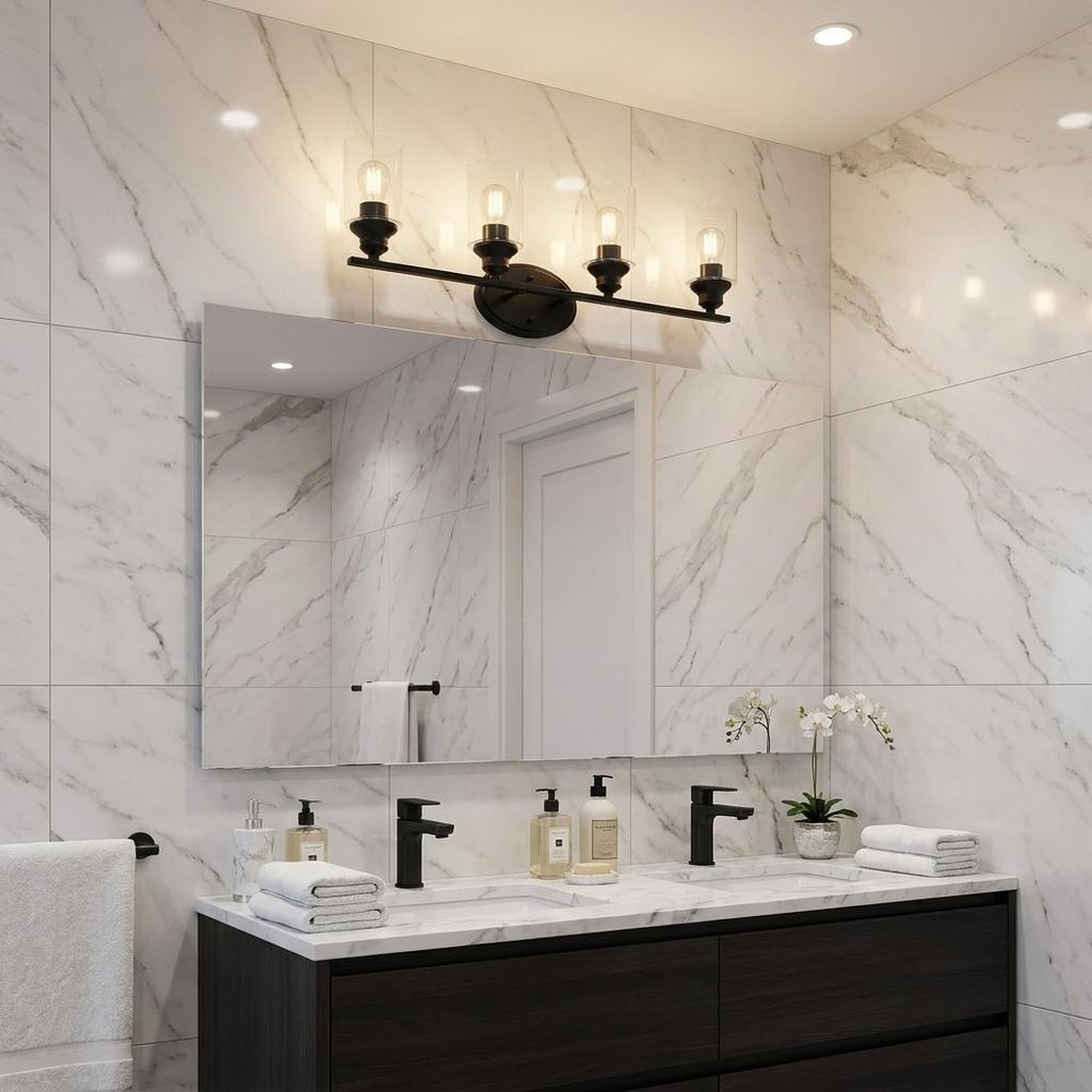 10" Black And Clear Metal Vanity Flush Mounted Sconce HomeRoots