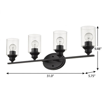 10" Black And Clear Metal Vanity Flush Mounted Sconce HomeRoots