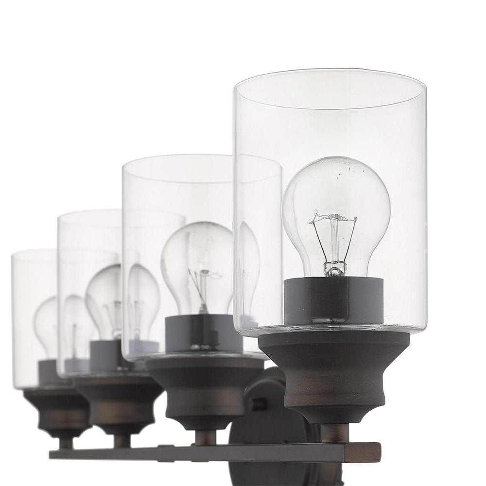 10" Black And Clear Metal and Glass Vanity Flush Mounted Sconce HomeRoots