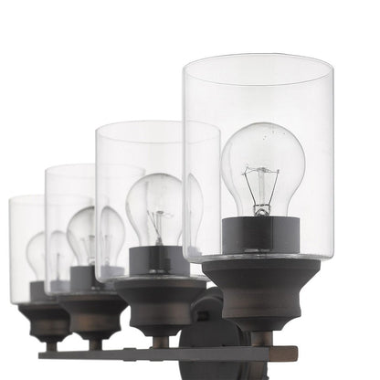 10" Black And Clear Metal and Glass Vanity Flush Mounted Sconce HomeRoots
