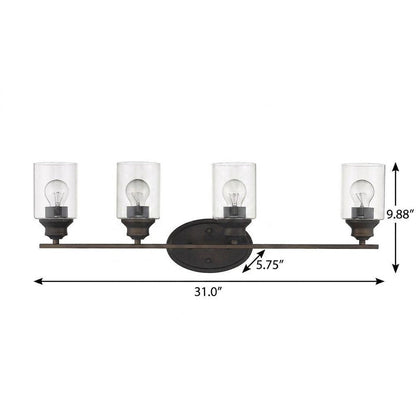 10" Black And Clear Metal and Glass Vanity Flush Mounted Sconce HomeRoots