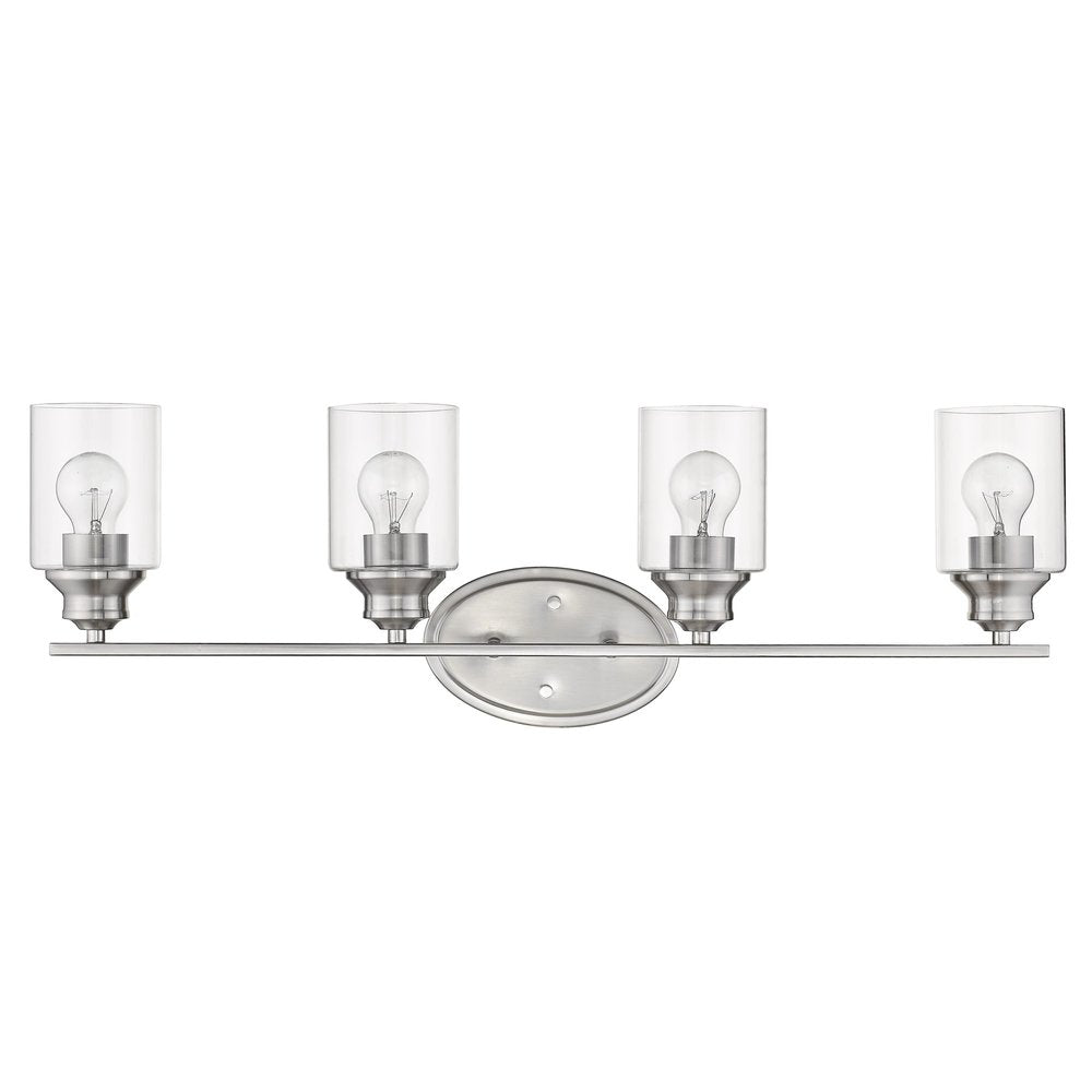 Four Light Silver Wall Light with Clear Glass Shade HomeRoots