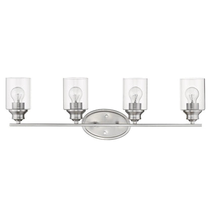 Four Light Silver Wall Light with Clear Glass Shade HomeRoots