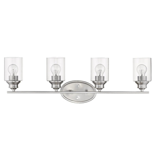Four Light Silver Wall Light with Clear Glass Shade HomeRoots