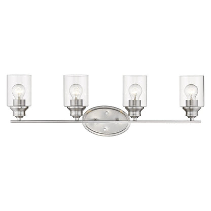 Four Light Silver Wall Light with Clear Glass Shade HomeRoots