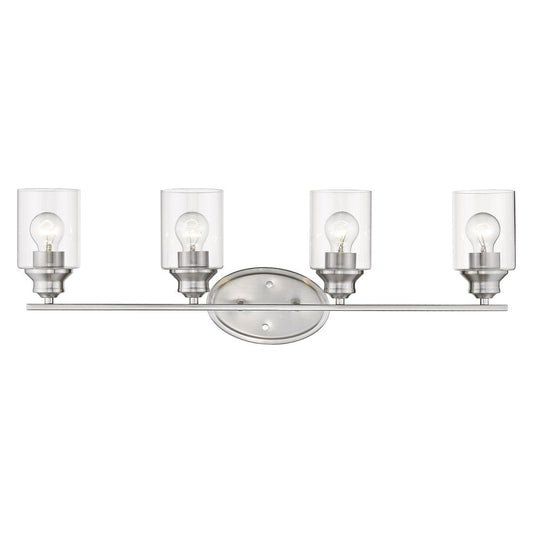 Four Light Silver Wall Light with Clear Glass Shade HomeRoots