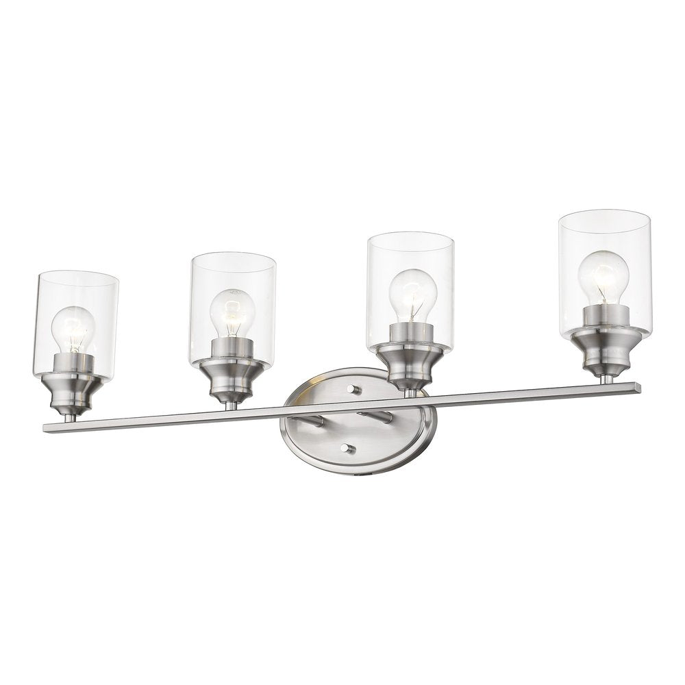 Four Light Silver Wall Light with Clear Glass Shade HomeRoots