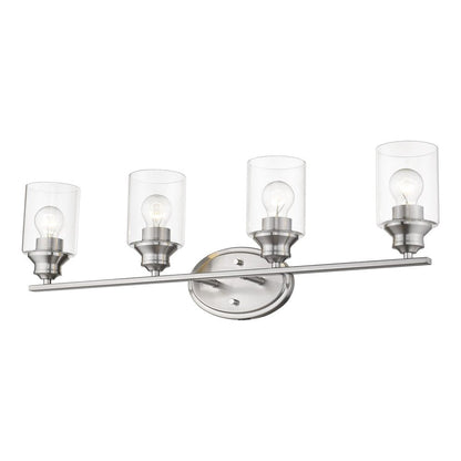 Four Light Silver Wall Light with Clear Glass Shade HomeRoots