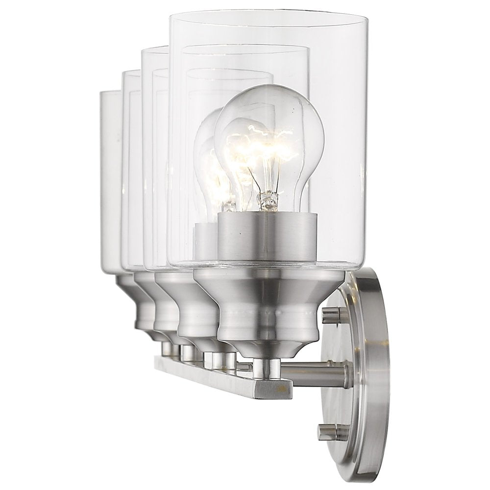 Four Light Silver Wall Light with Clear Glass Shade HomeRoots