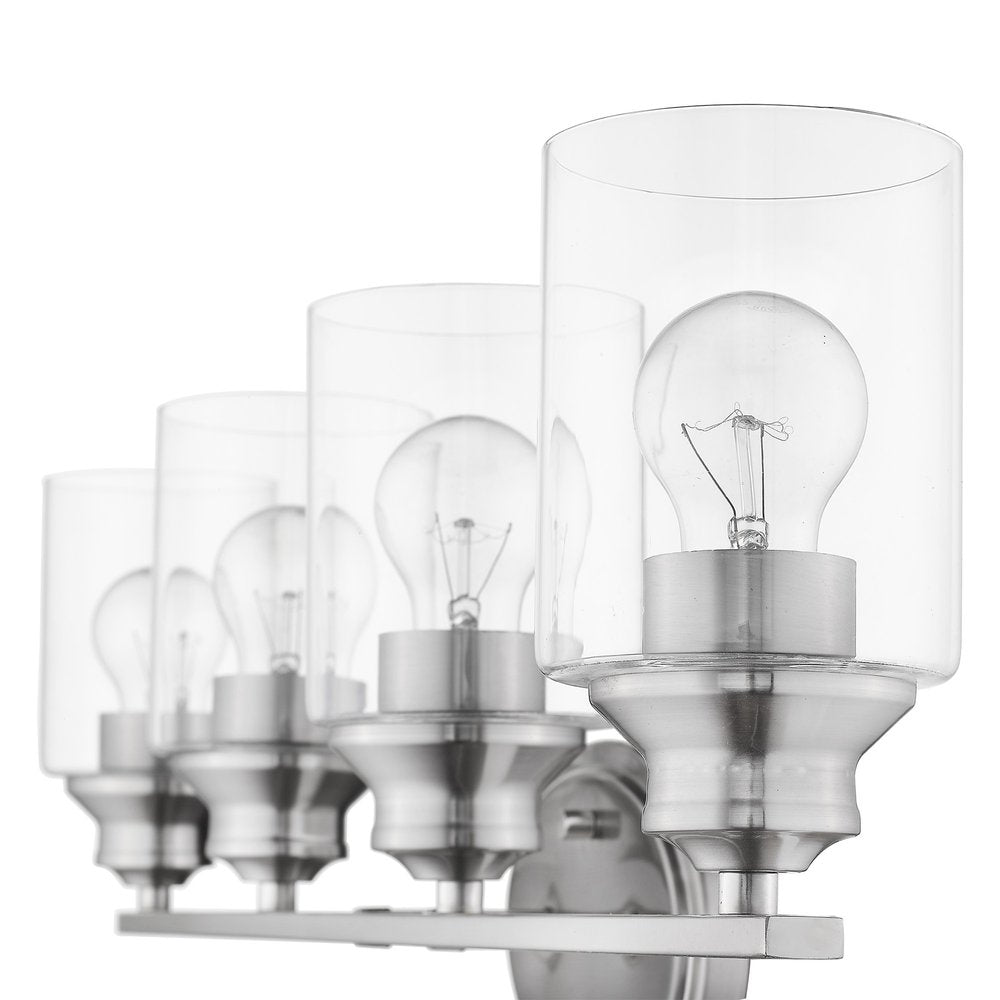 Four Light Silver Wall Light with Clear Glass Shade HomeRoots
