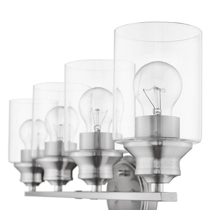 Four Light Silver Wall Light with Clear Glass Shade HomeRoots
