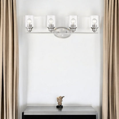 Four Light Silver Wall Light with Clear Glass Shade HomeRoots