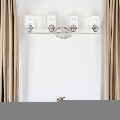 Four Light Silver Wall Light with Clear Glass Shade HomeRoots