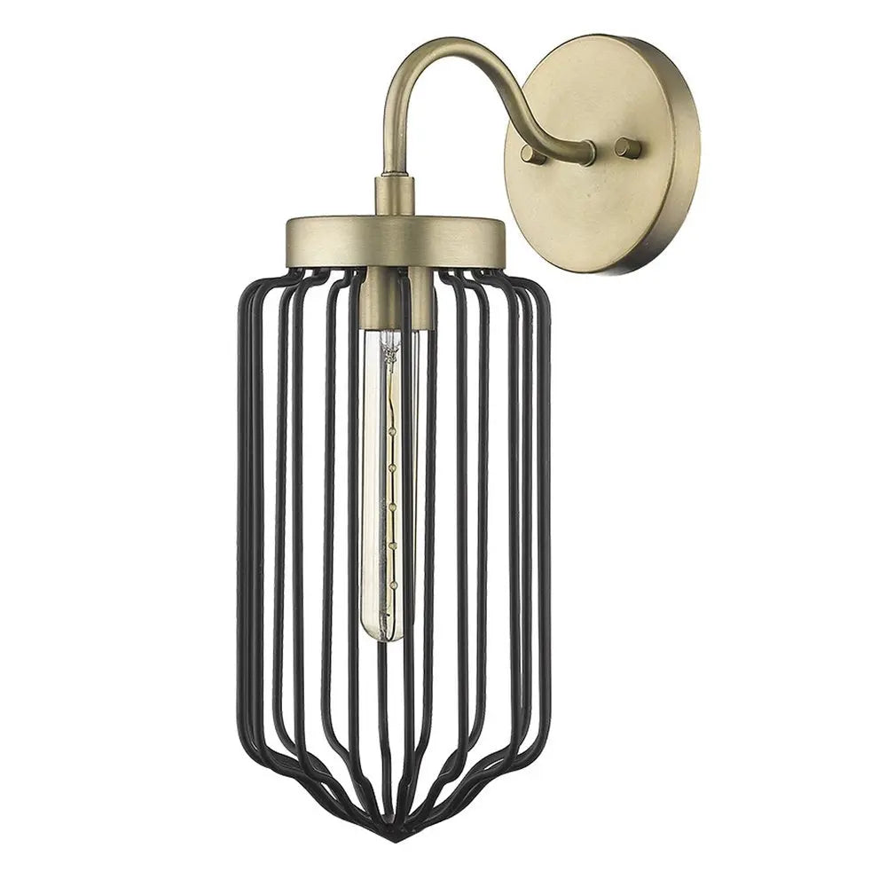 Gold and Black Metal Cage Wall Sconce HomeRoots