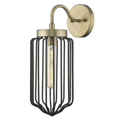 Gold and Black Metal Cage Wall Sconce HomeRoots