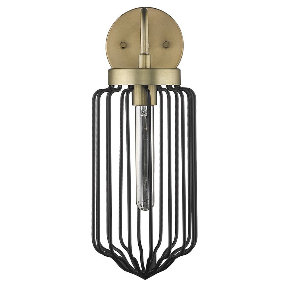 Gold and Black Metal Cage Wall Sconce — view 3