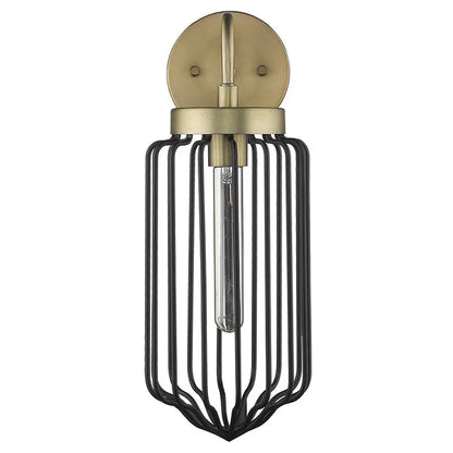 Gold and Black Metal Cage Wall Sconce HomeRoots