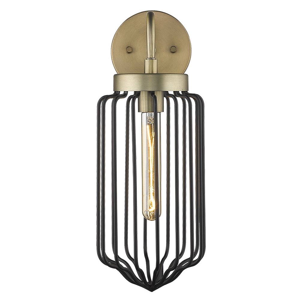 Gold and Black Metal Cage Wall Sconce — view 4