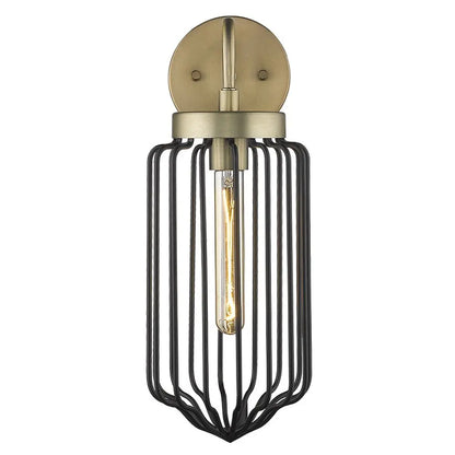 Gold and Black Metal Cage Wall Sconce HomeRoots