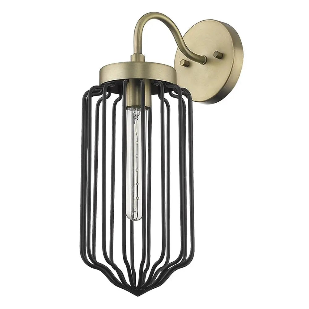 Gold and Black Metal Cage Wall Sconce HomeRoots
