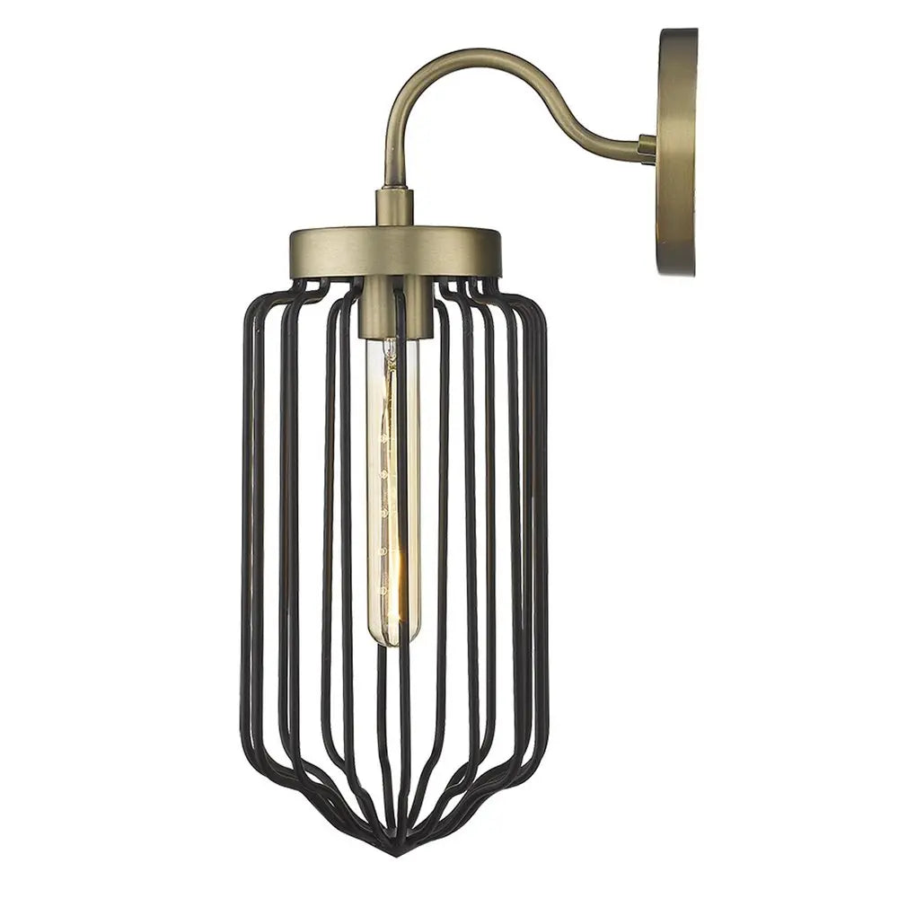 Gold and Black Metal Cage Wall Sconce HomeRoots