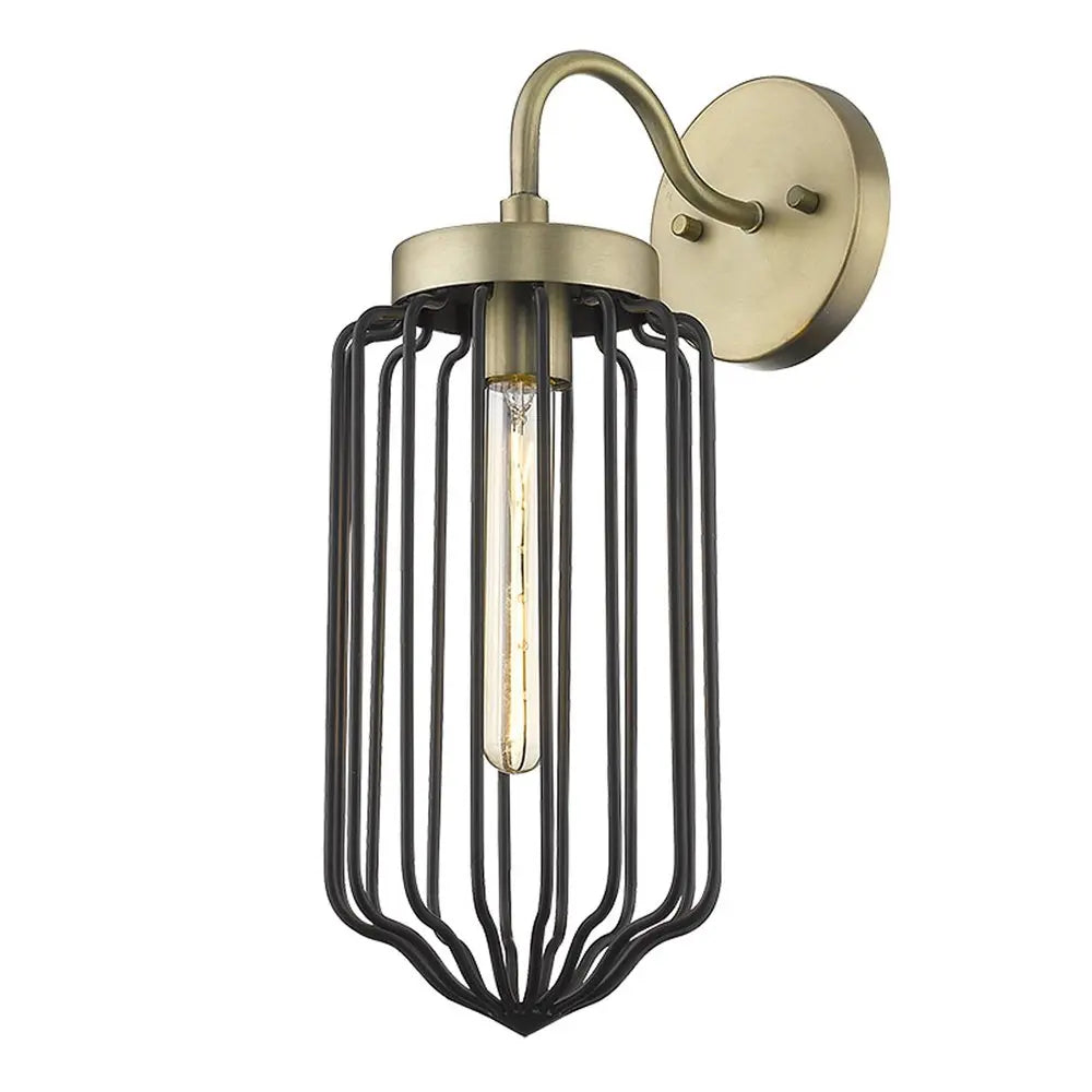Gold and Black Metal Cage Wall Sconce HomeRoots