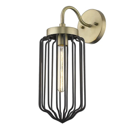 Gold and Black Metal Cage Wall Sconce HomeRoots