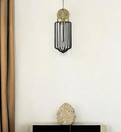 Gold and Black Metal Cage Wall Sconce HomeRoots