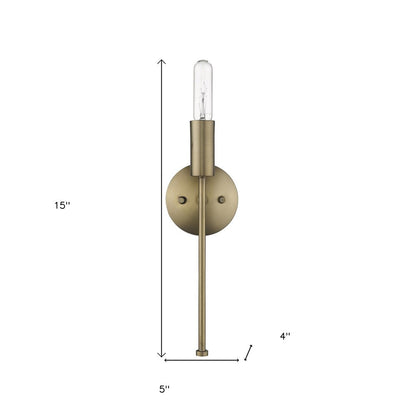 Dull Gold Narrow Bulb Wall Light HomeRoots