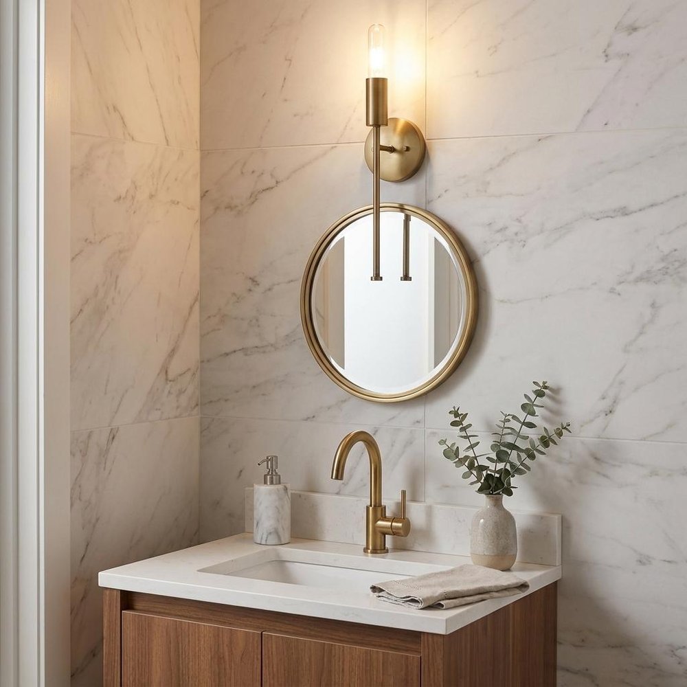 Dull Gold Narrow Bulb Wall Light HomeRoots