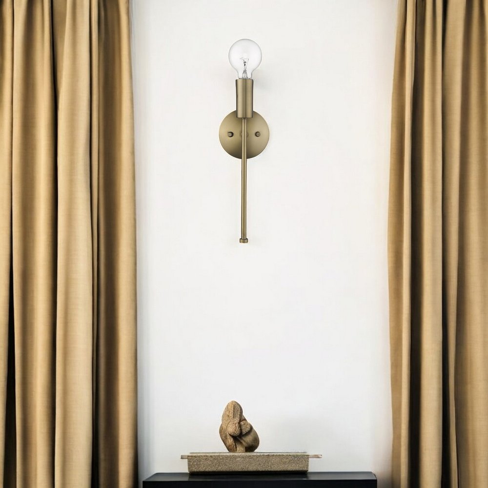 Dull Gold Narrow Bulb Wall Light HomeRoots